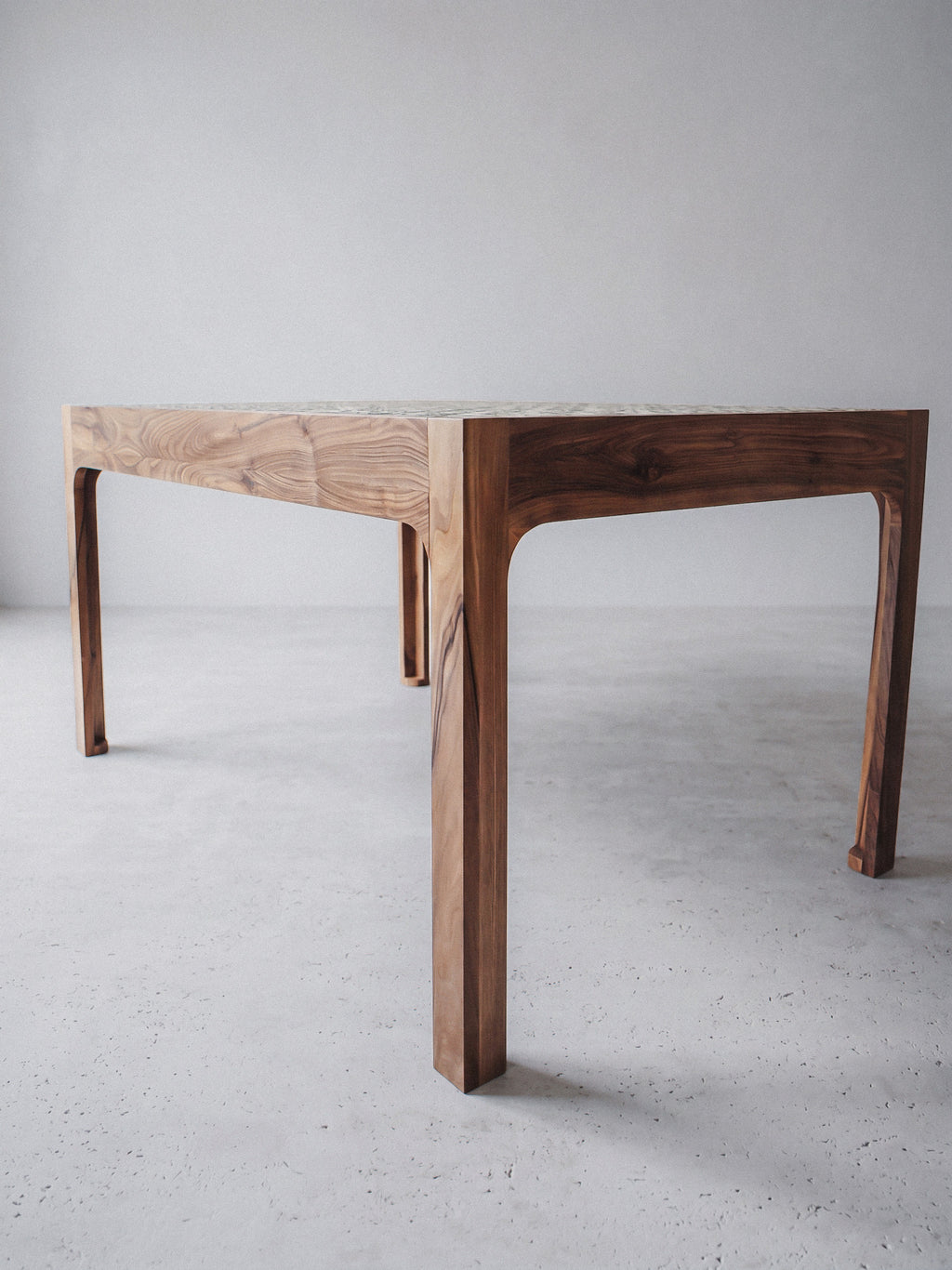Sculptural Table — Solid Walnut & Hand-Glazed Tamegrout