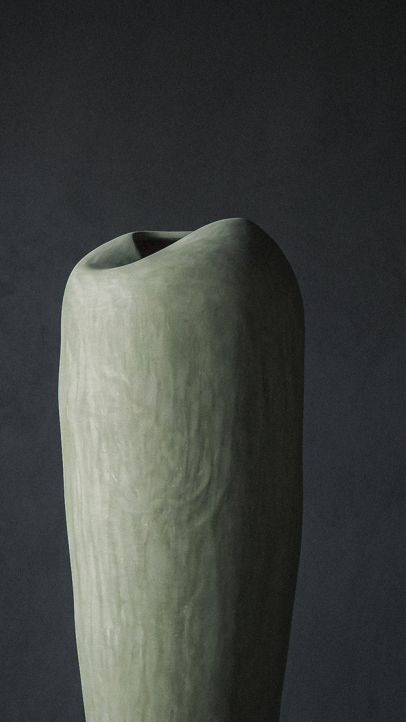 Sculptural Tadelakt Vessel — Muted Sage