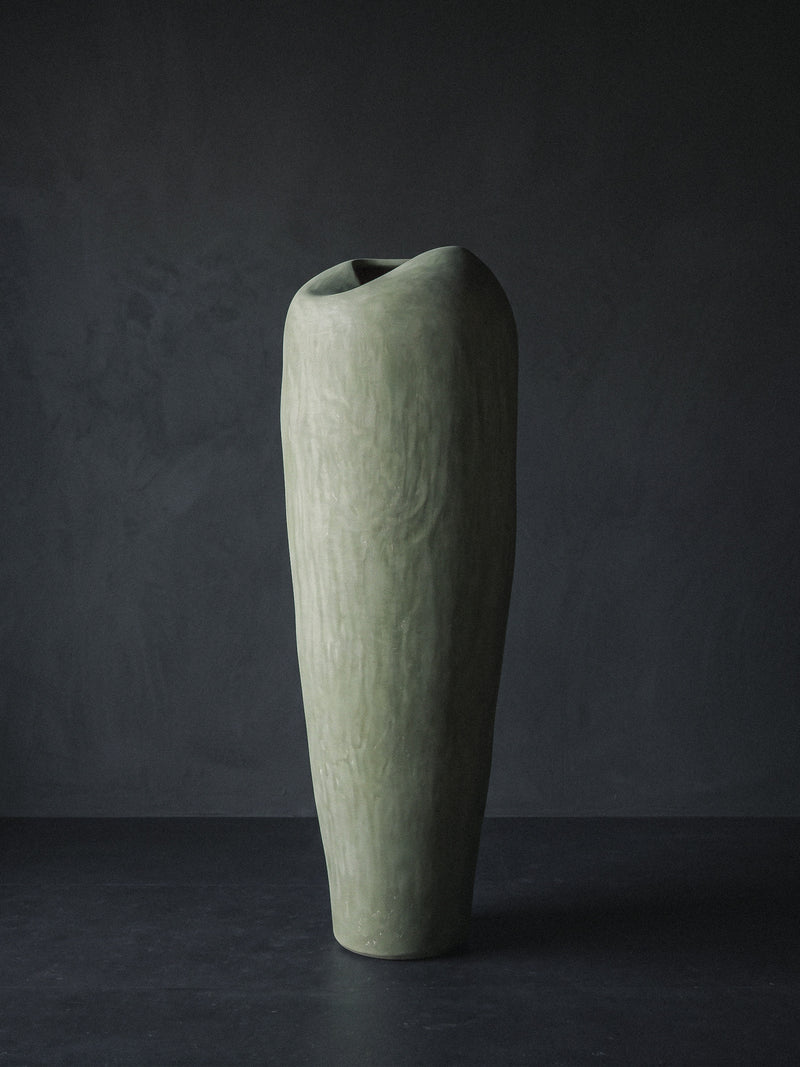 Sculptural Tadelakt Vessel — Muted Sage