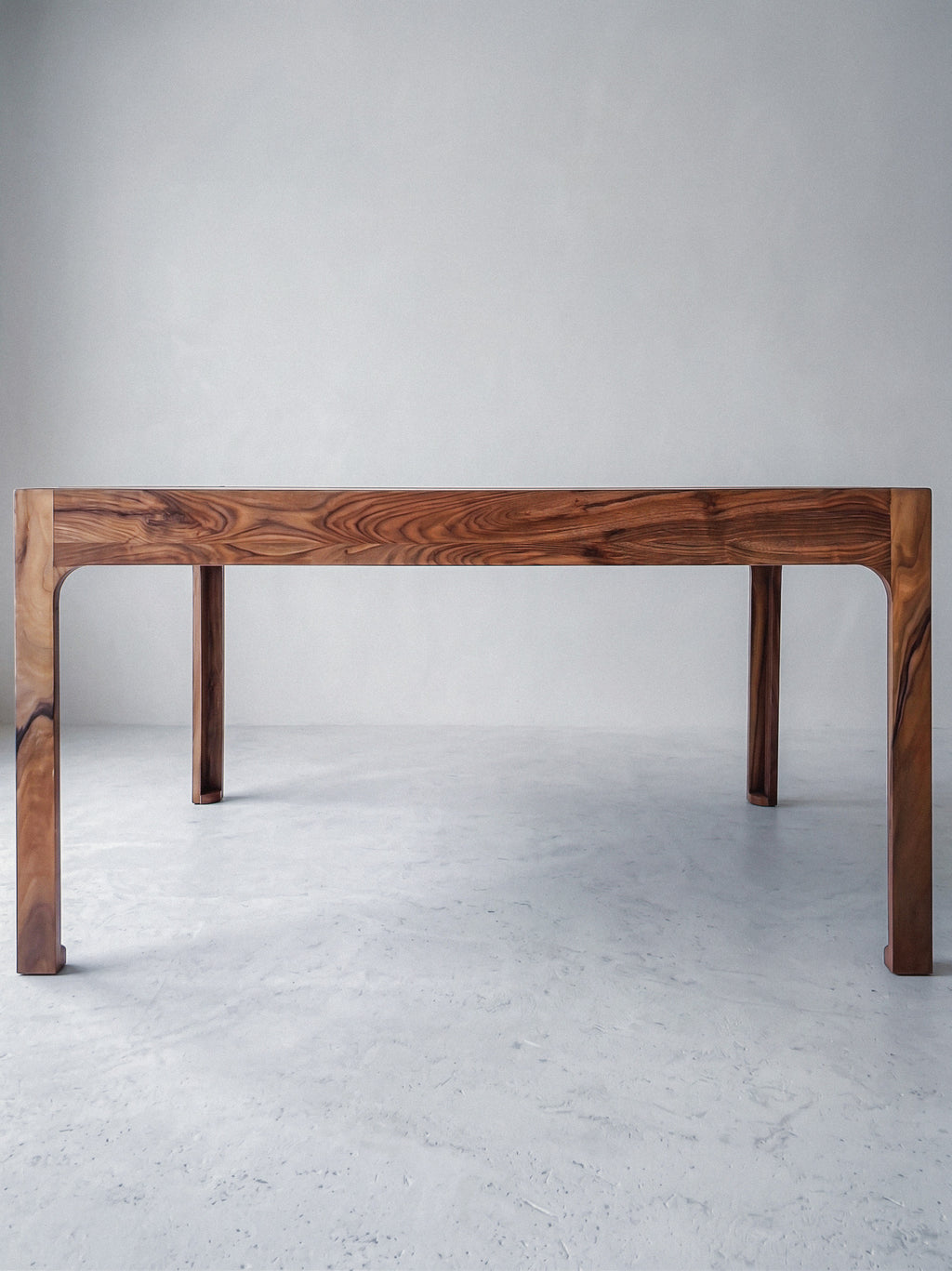Sculptural Table — Solid Walnut & Hand-Glazed Tamegrout