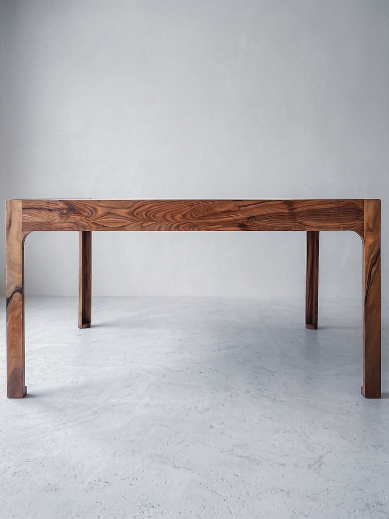 Sculptural Table — Solid Walnut & Hand-Glazed Tamegrout