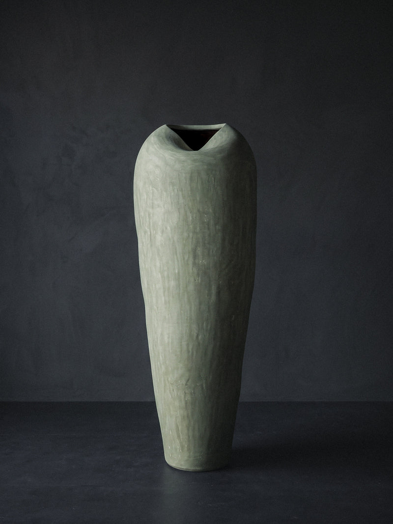 Sculptural Tadelakt Vessel — Muted Sage