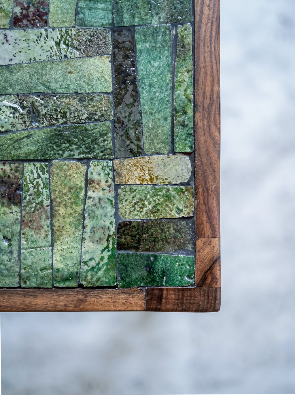 Sculptural Table — Solid Walnut & Hand-Glazed Tamegrout