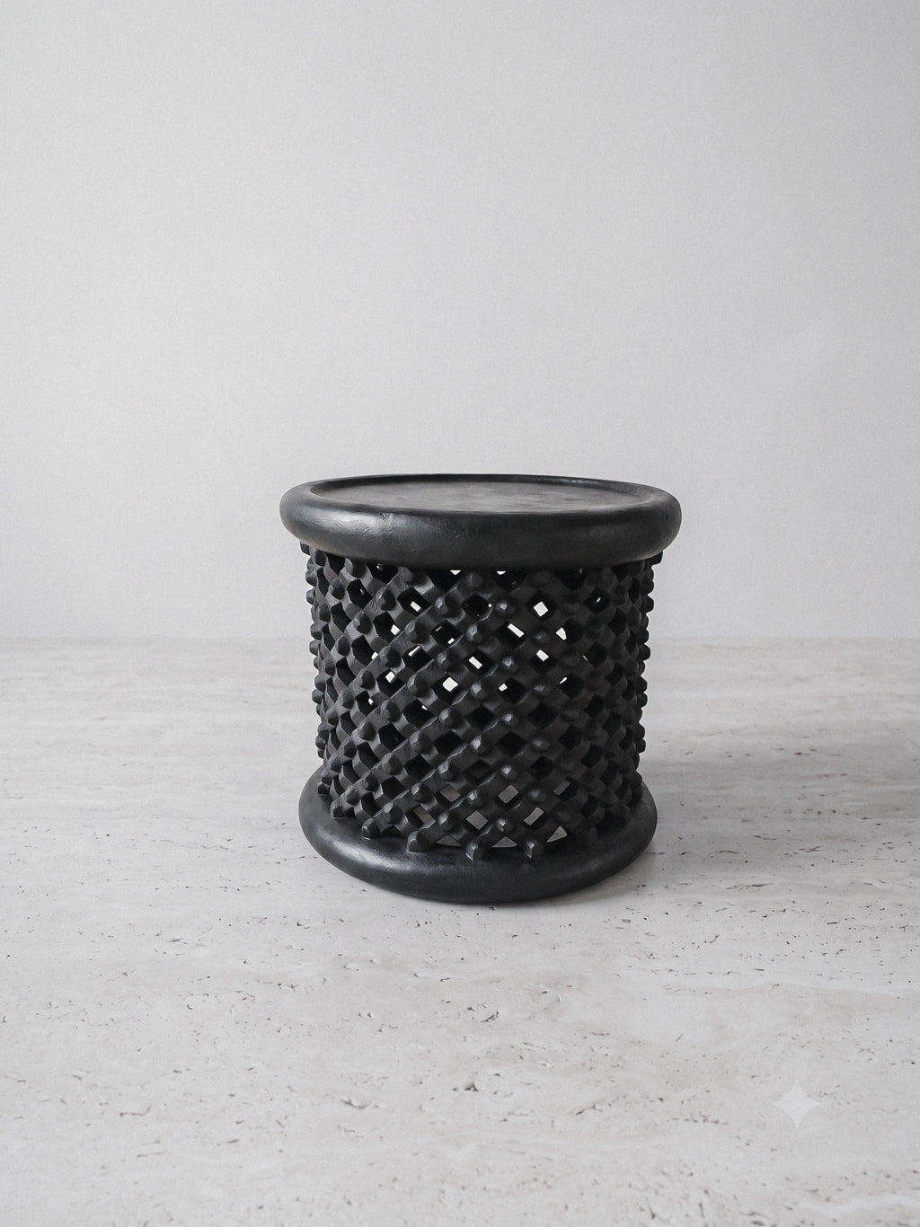 Handcarved walnut wood stool